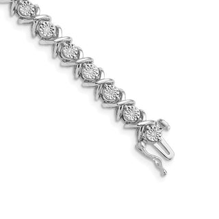 Silver Lab Grown Diamond Hugs & Kisses 'X' Link Tennis Bracelet