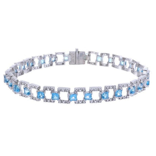 Tennis Square-Cut Lab Created Gemstones Bracelet