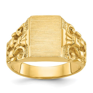 Anillo de sello para hombre de oro amarillo de 14 quilates, 13 mm x 9 mm