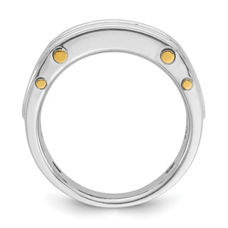 14k Two-Tone Yellow and White Gold 0.50cttw Round Cut Diamond Men's Ring