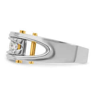 14k Two-Tone Yellow and White Gold 0.50cttw Round Cut Diamond Men's Ring