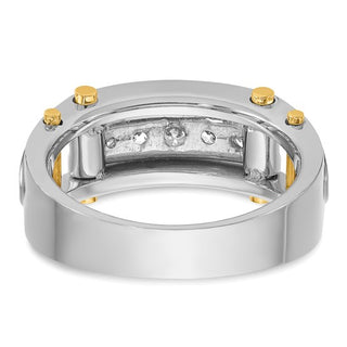 14k Two-Tone Yellow and White Gold 0.50cttw Round Cut Diamond Men's Ring