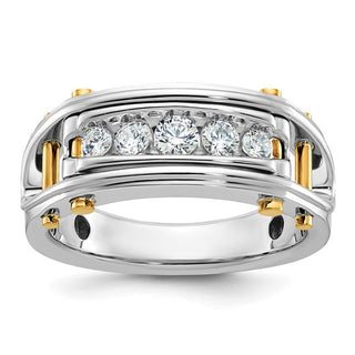 Anillo para hombre de oro amarillo y blanco de dos tonos de 14 k con diamantes de talla redonda de 0,50 quilates