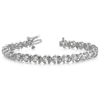 Silver Lab Grown Hugs & Kisses ‘X’ Links Tennis Bracelet