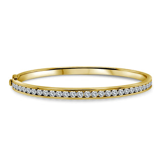 925 Silver Gold Plated Lab Diamond Channel Set Bangle