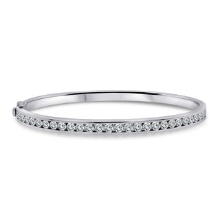 925 Silver Rhodium Plated Lab Diamond Channel Set Bangle