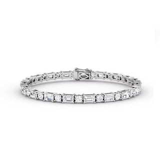 10KT Lab Grown Emerald & Round Cut Diamond Tennis Bracelet
