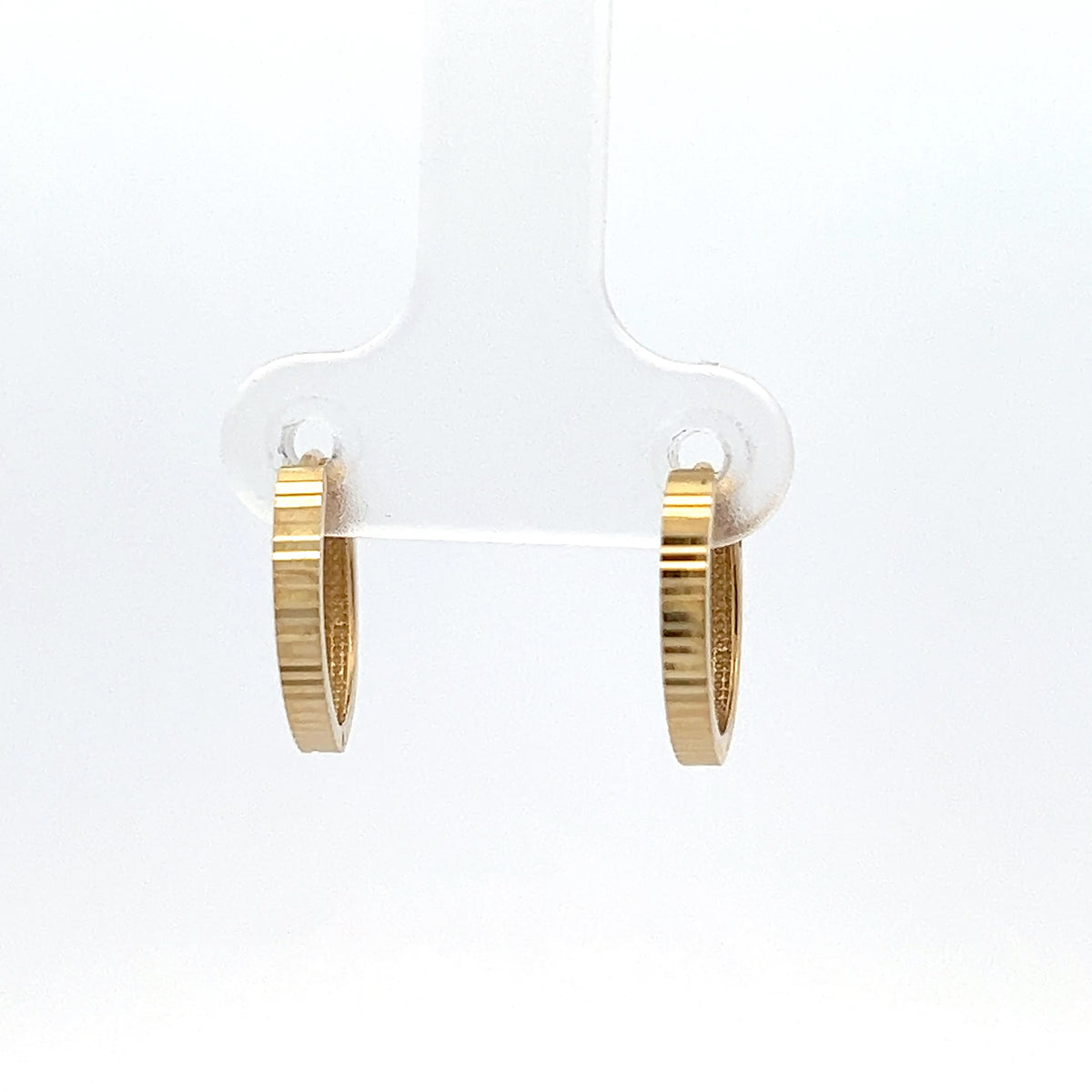 10K Yellow Gold Diamond -Cut Huggie Earrings