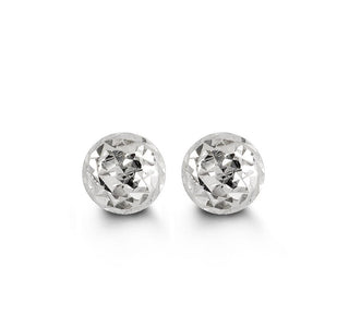 Seguimiento: aretes de bolas con talla de diamante en oro blanco de 10 quilates, 5 mm
