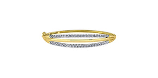10K Yellow and White Gold Diamond Bangle Bracelet
