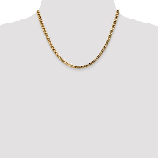 14K Yellow Gold 3.7mm Semi-Solid Franco with Lobster Clasp Chain