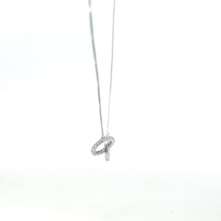 925 Sterling Silver Double Circle Interwined Lab Grown Diamond Pendant Necklace