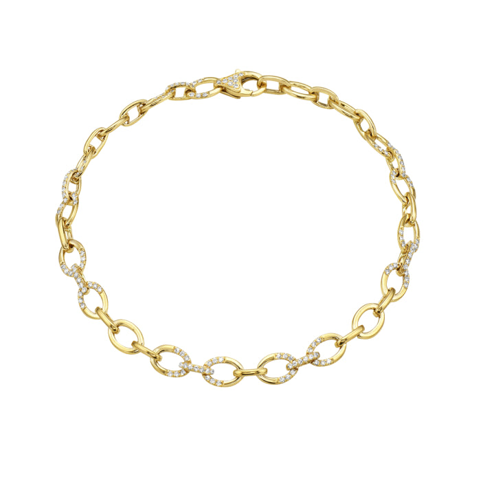 14K Yellow Gold 0.50cttw Round-Cut Diamond Link Bracelet