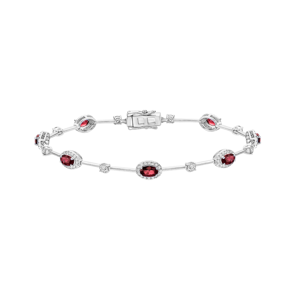 14K White Gold Ruby &amp; Diamond Bracelet