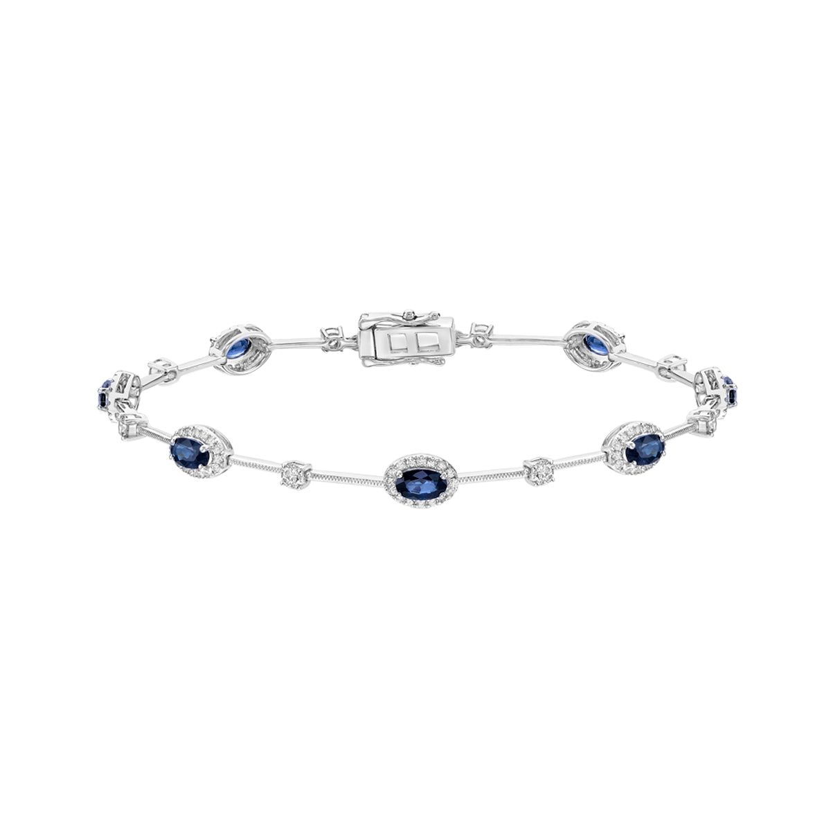 14K White Gold Sapphire &amp; Diamond Bracelet