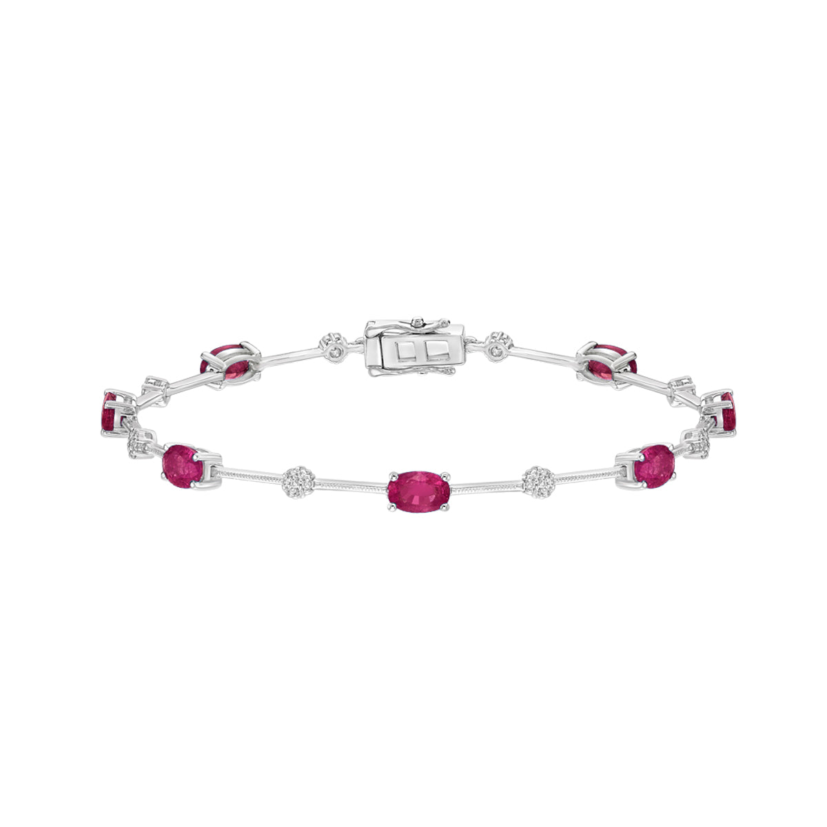 14K White Gold Ruby &amp; Diamond Bracelet