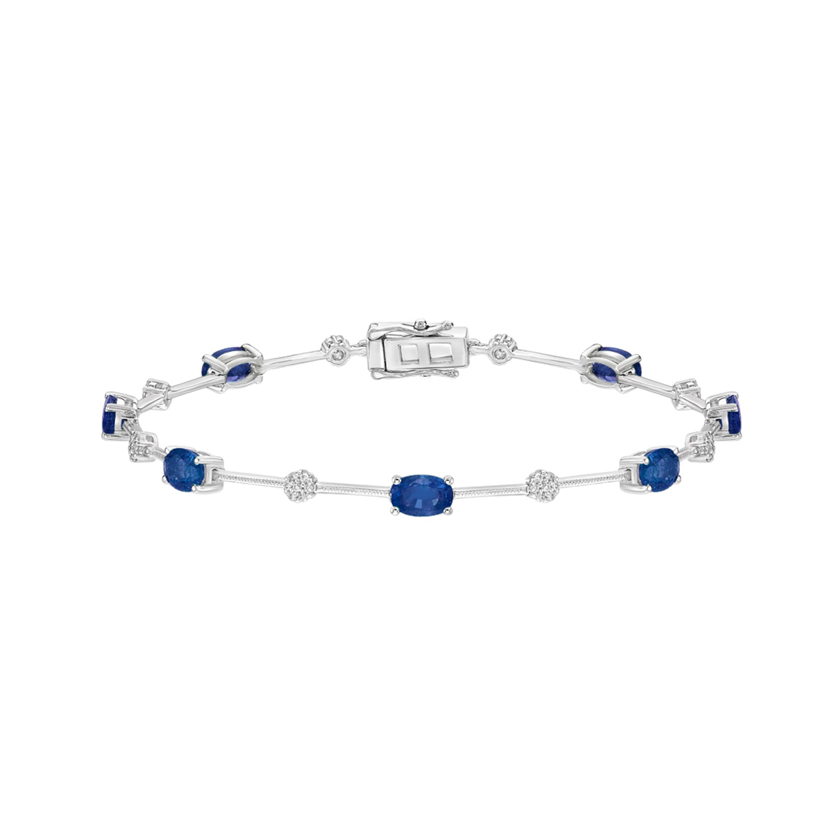 14K White Gold Sapphire &amp; Diamond Bracelet