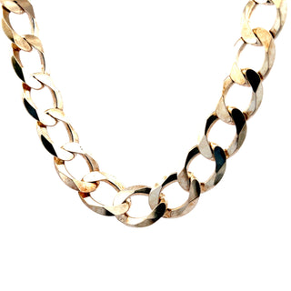 925 Sterling Silver 12.90mm Flat Curb Chain, 24"