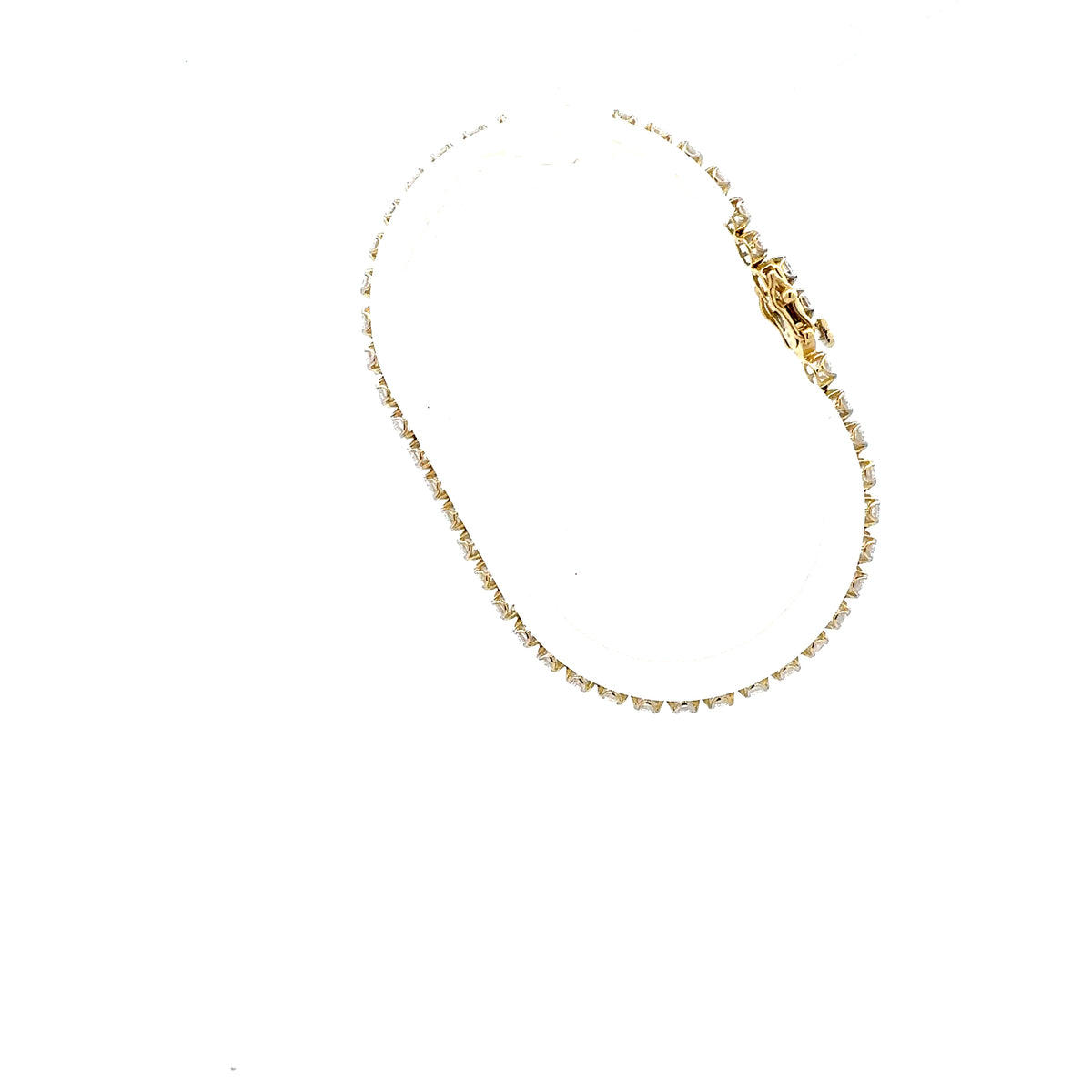 10K Yellow Lab Grown 5.00cttw Round Brilliant Cut Diamond Tennis Bracelet
