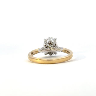 14K Yellow and White gold 2.157cttw Lab Grown Oval Diamond Ring with Hidden Halo