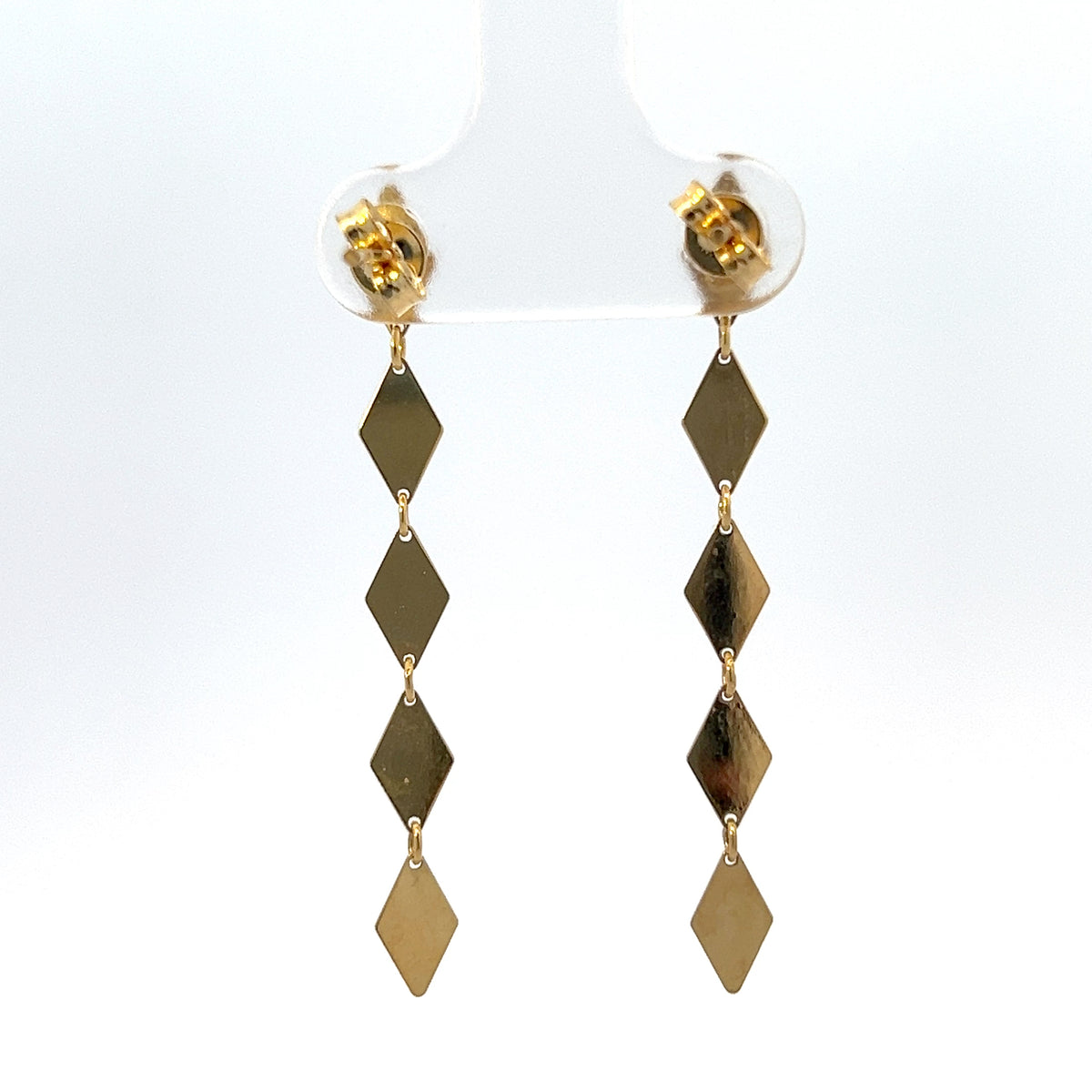 10K Yellow Gold Kite Dangling Stud Earrings