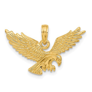 14K Yellow Gold Polished Eagle Landing Charm - 26mm x 22mm
