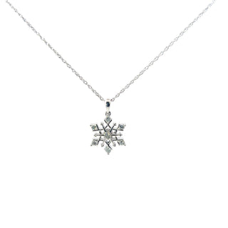 925 Sterling Silver Snowflake Lab Grown Diamond Pendant Necklace