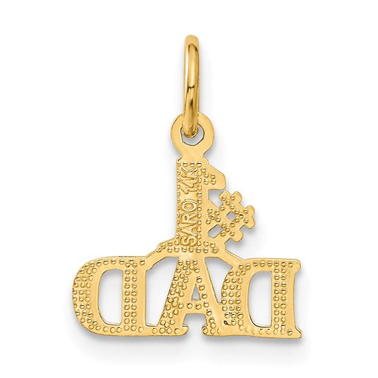 14K Yellow Gold Polished &quot;#1 DAD&quot; Charm - 17mm x 13mm