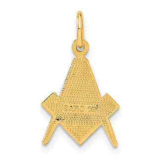 14K Yellow Gold Polished and Textured Masonic Symbol Charm - 20mm x 11mm