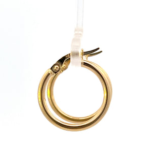 10K Yellow Gold 2mm Tube  Hoop Earrings Medium