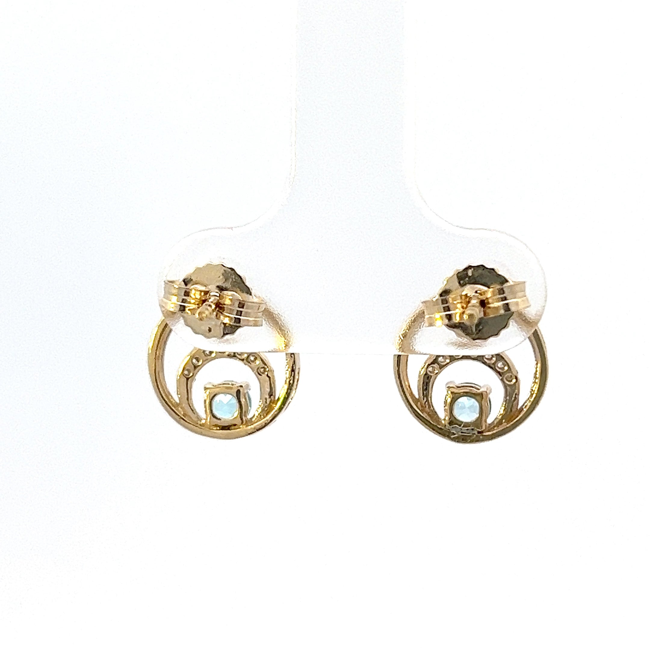 10K Yellow Gold Blue Topaz and Diamond Earring - yellow gold