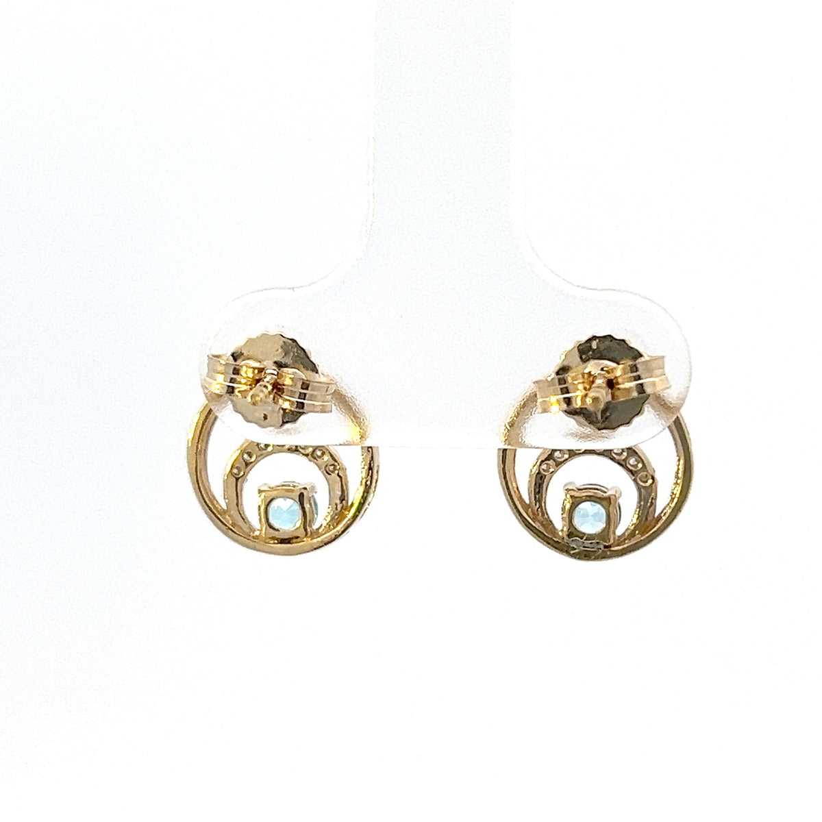 10K Yellow Gold Blue Topaz and Diamond Earring