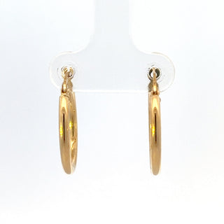 10K Yellow Gold 2mm Tube  Hoop Earrings Medium