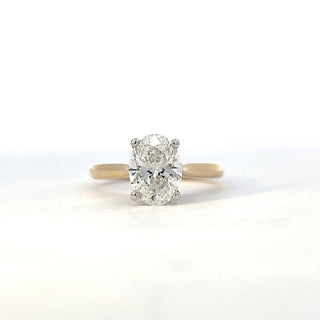 14K Yellow and White gold 2.157cttw Lab Grown Oval Diamond Ring with Hidden Halo