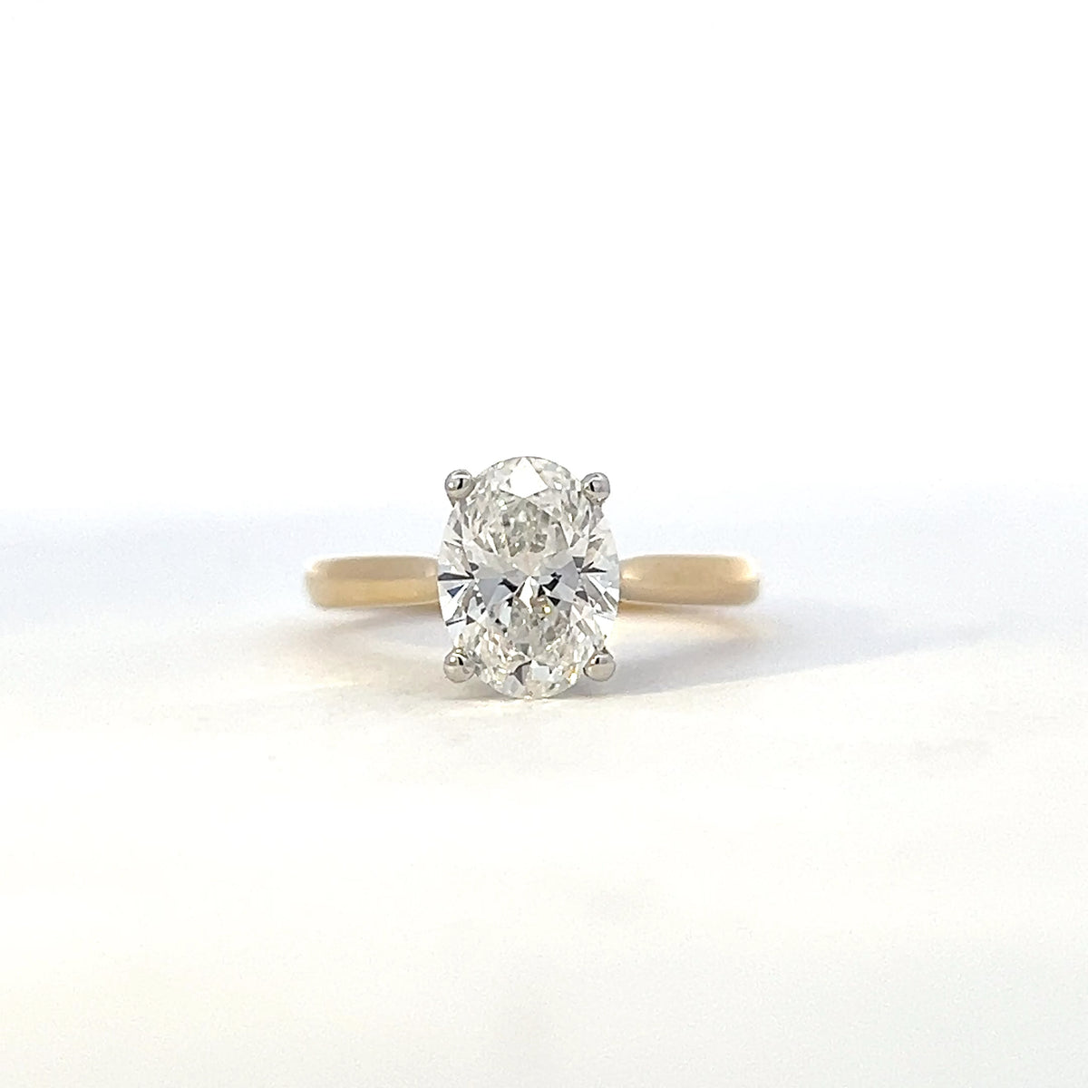 14K Yellow and White gold 2.157cttw Lab Grown Oval Diamond Ring with Hidden Halo