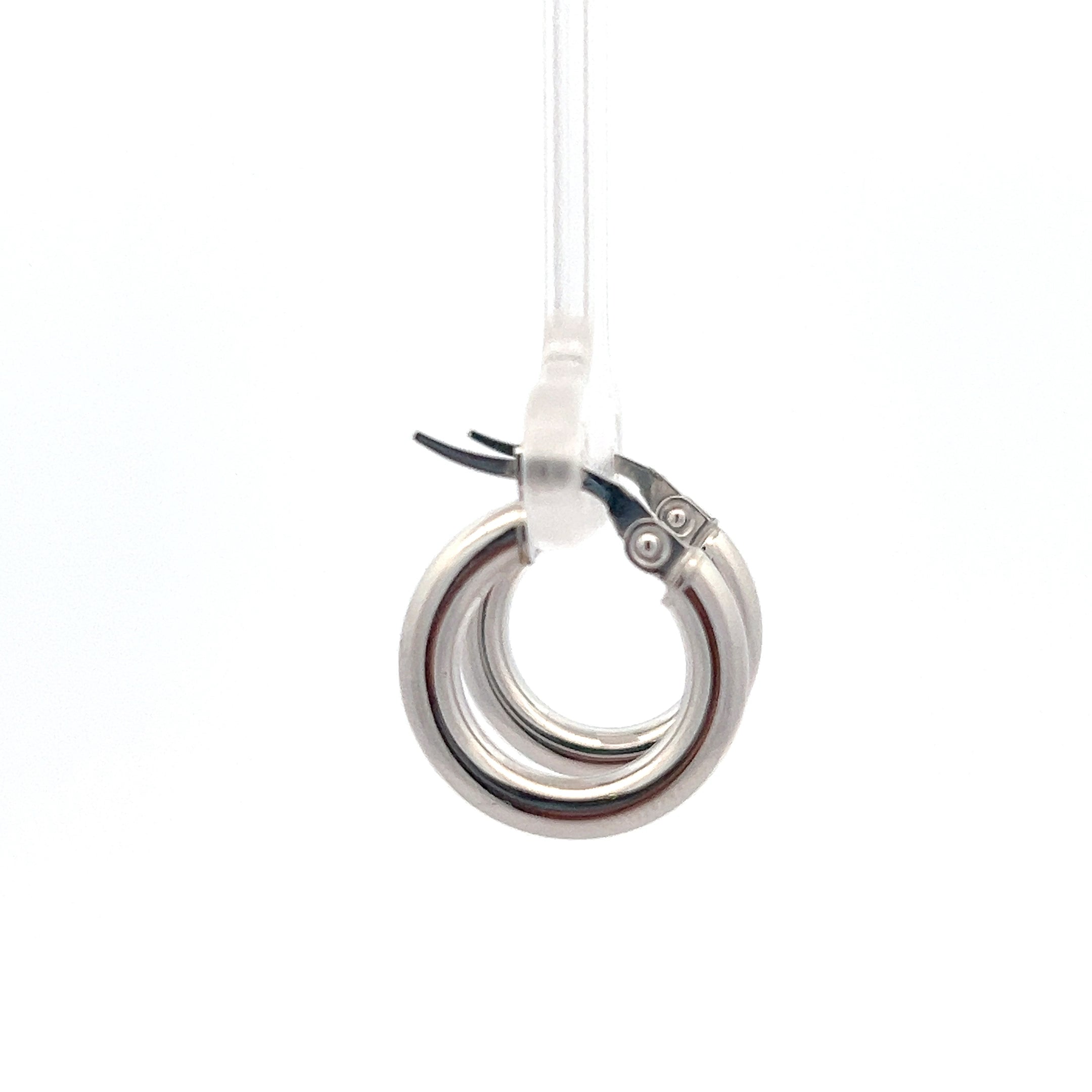 10K White Gold 3mm Tube Hoop Earrings