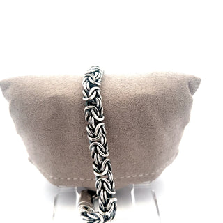 925 Sterling Silver Byzantine Bracelet with Bar Lock Clasp - 8.5 Inches