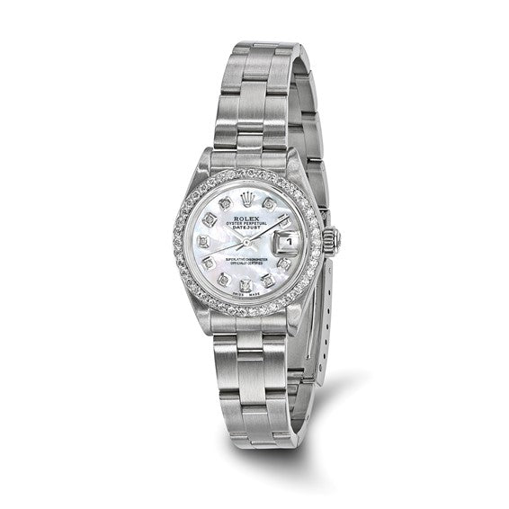Reloj Rolex Lady Dia MOP de acero/18kw con bisel certificado independiente de segunda mano