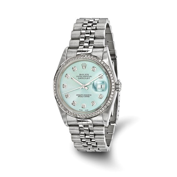 Rolex Pre-owned Rolex Independently Certified Steel/18kw Bezel Dia Ice Blue Watch