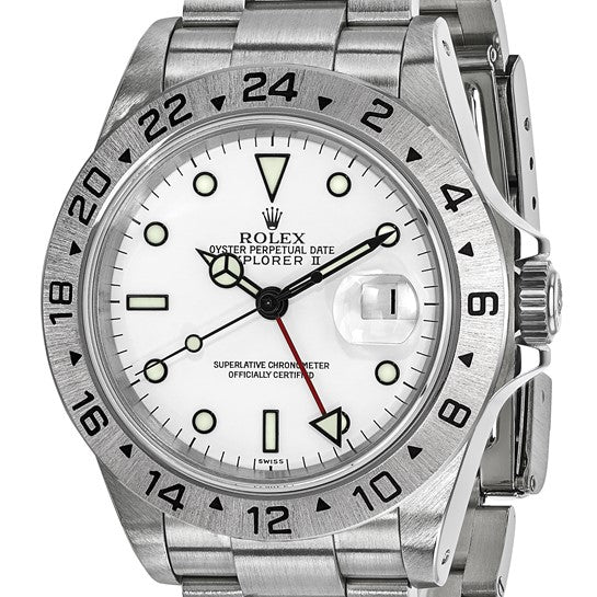 Rolex Pre-owned Independently Certified Steel Mens Explorer II White Watch