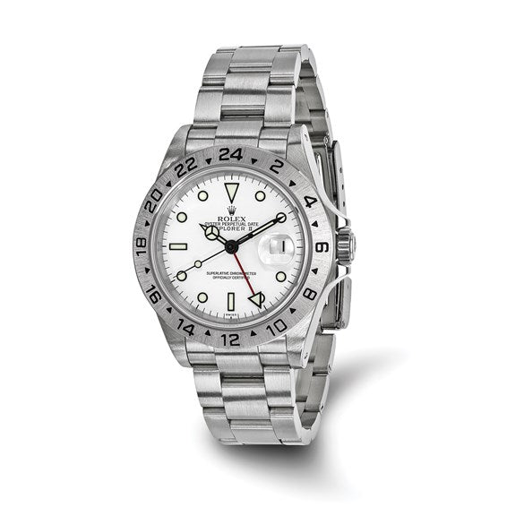 Reloj blanco Explorer II para hombre Rolex Steel certificado independientemente de segunda mano