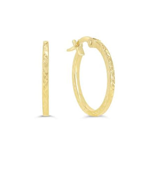 10K Yellow Gold Diamond Cut Hoop earrings