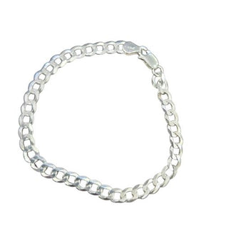 Sterling Silver Flat Curb Link Bracelet 8"