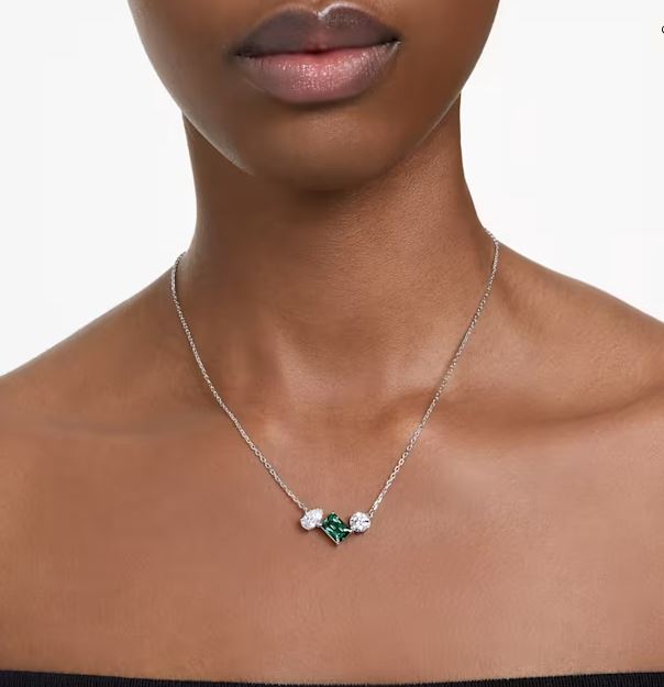 Swarovski Mesmera pendant, Mixed cuts, Green, Rhodium plated - 5668278