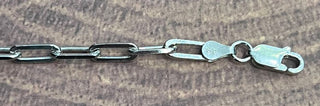 925 Sterling Silver 2.5mm Paperclip Link Bracelet  -  7.0 Inches
