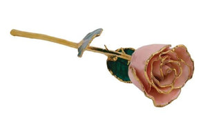 Lacquered Pink Pearl Rose with Gold Trim