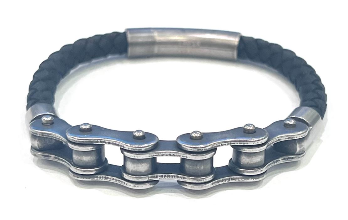 Stainless Steel and Leather Bracelet