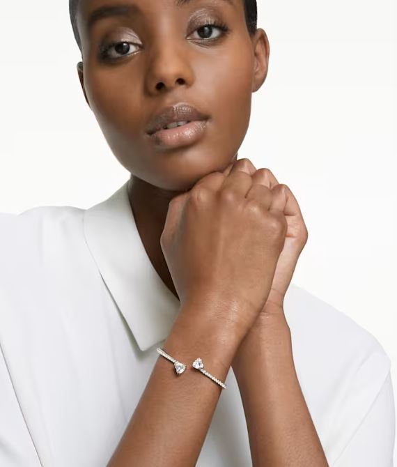 Swarovski Mesmera Attract bangle Heart, White, Rhodium plated - 5518814