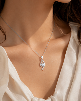 Sterling Silver Lab Grown Diamond Necklace 18"