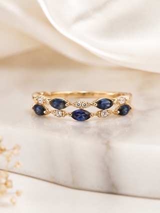 10K Yellow Gold Sapphire and Diamond Ring